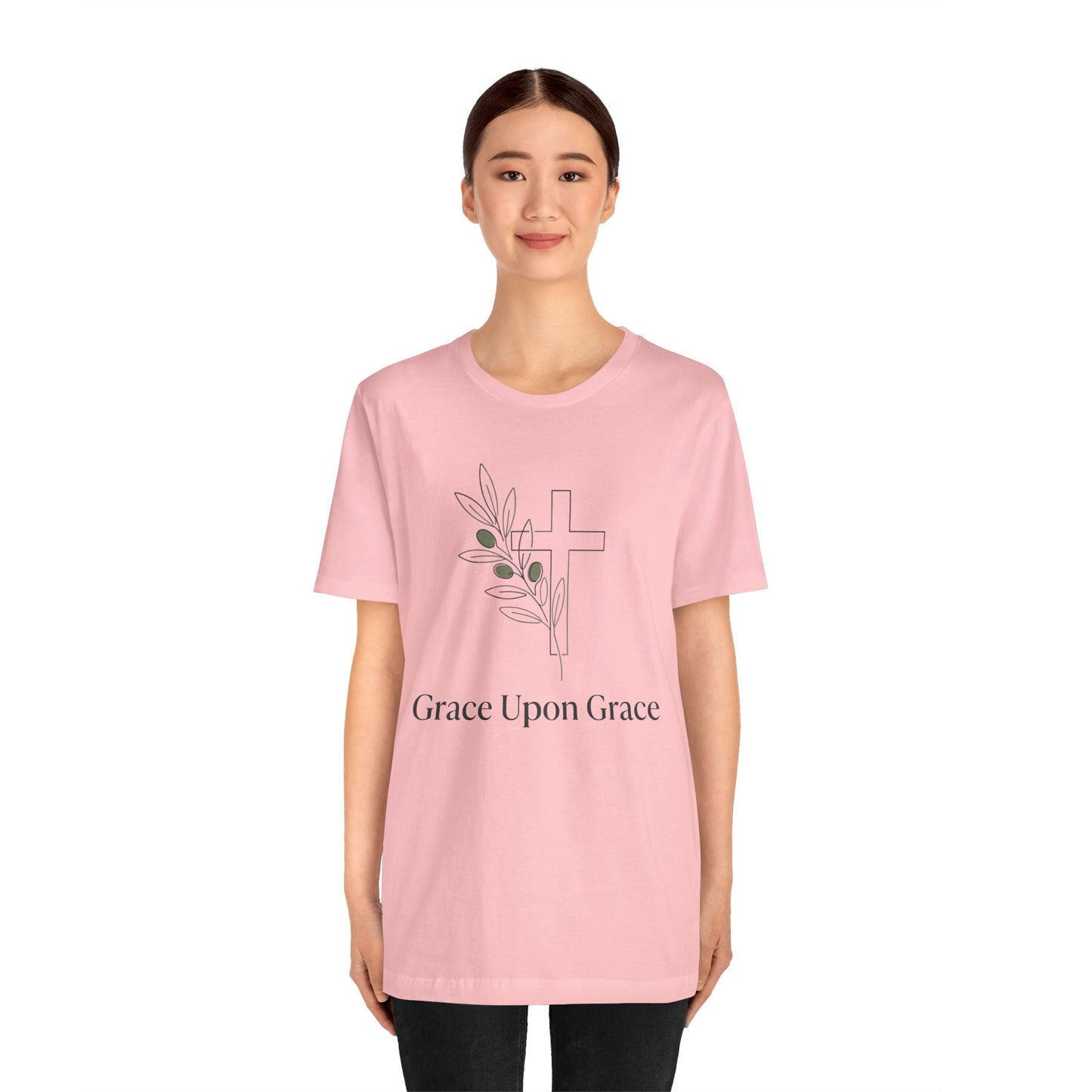 Grace Upon Grace Cross T-Shirt — Christian Faith Floral Tee