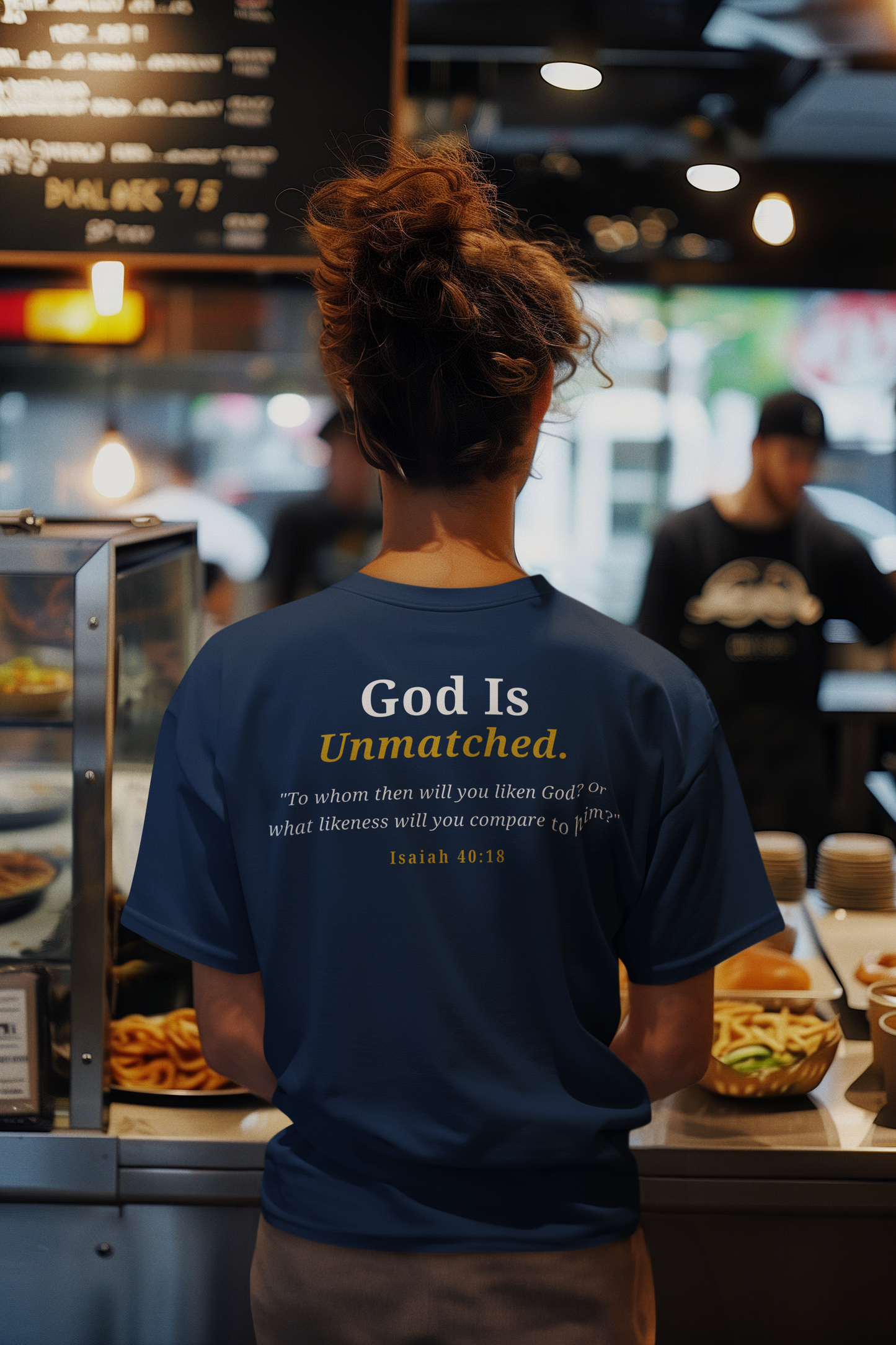 God Is Unmatched T-Shirt — Christian Faith Tee with Isaiah 40:18 Scripture