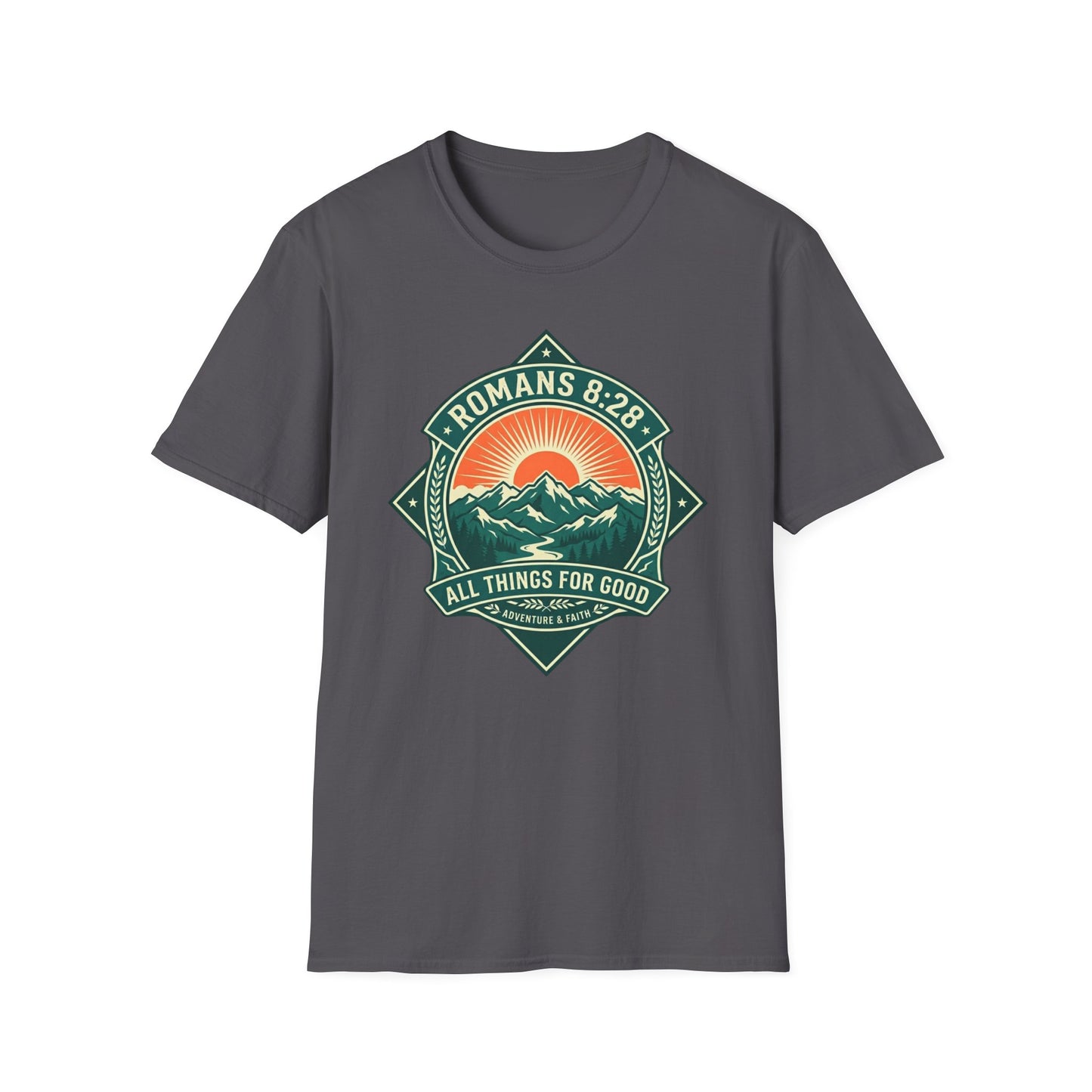 All Things for Good Romans 8:28 Mountain Sunset T-Shirt