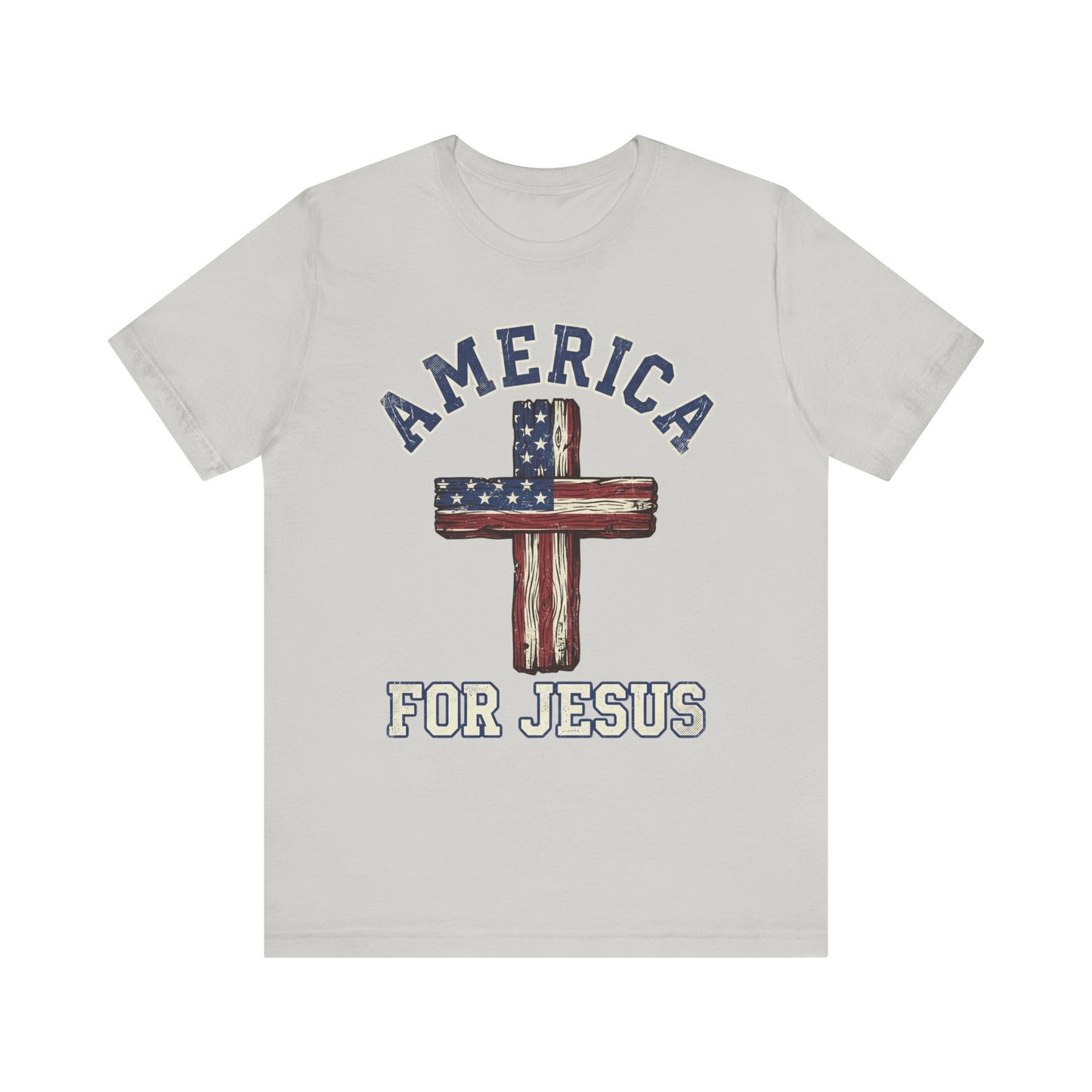America For Jesus Patriotic Wooden Cross T-Shirt