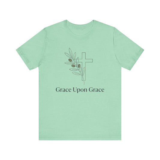 Grace Upon Grace Cross T-Shirt — Christian Faith Floral Tee