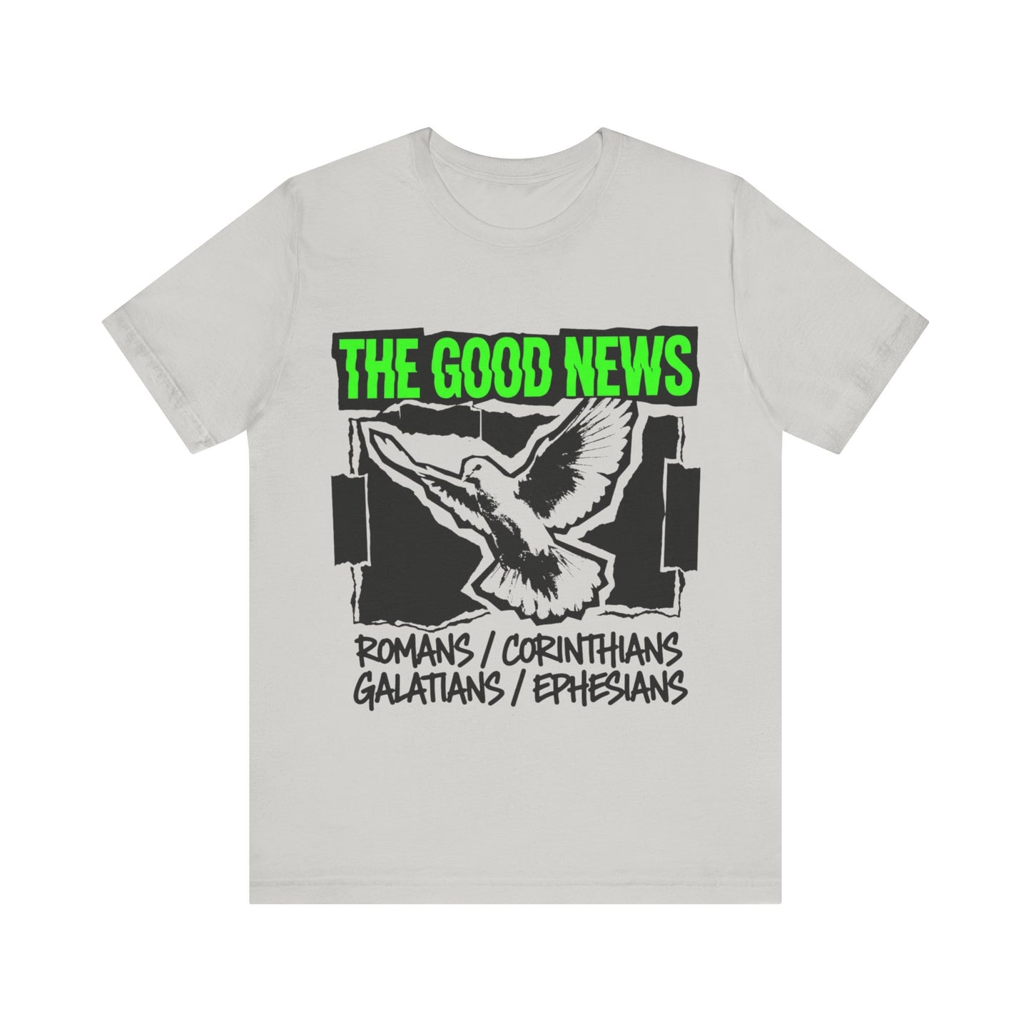 The Good News Dove Tee  Christian Bible Shirt (Romans, Corinthians, Galatians, Ephesians)