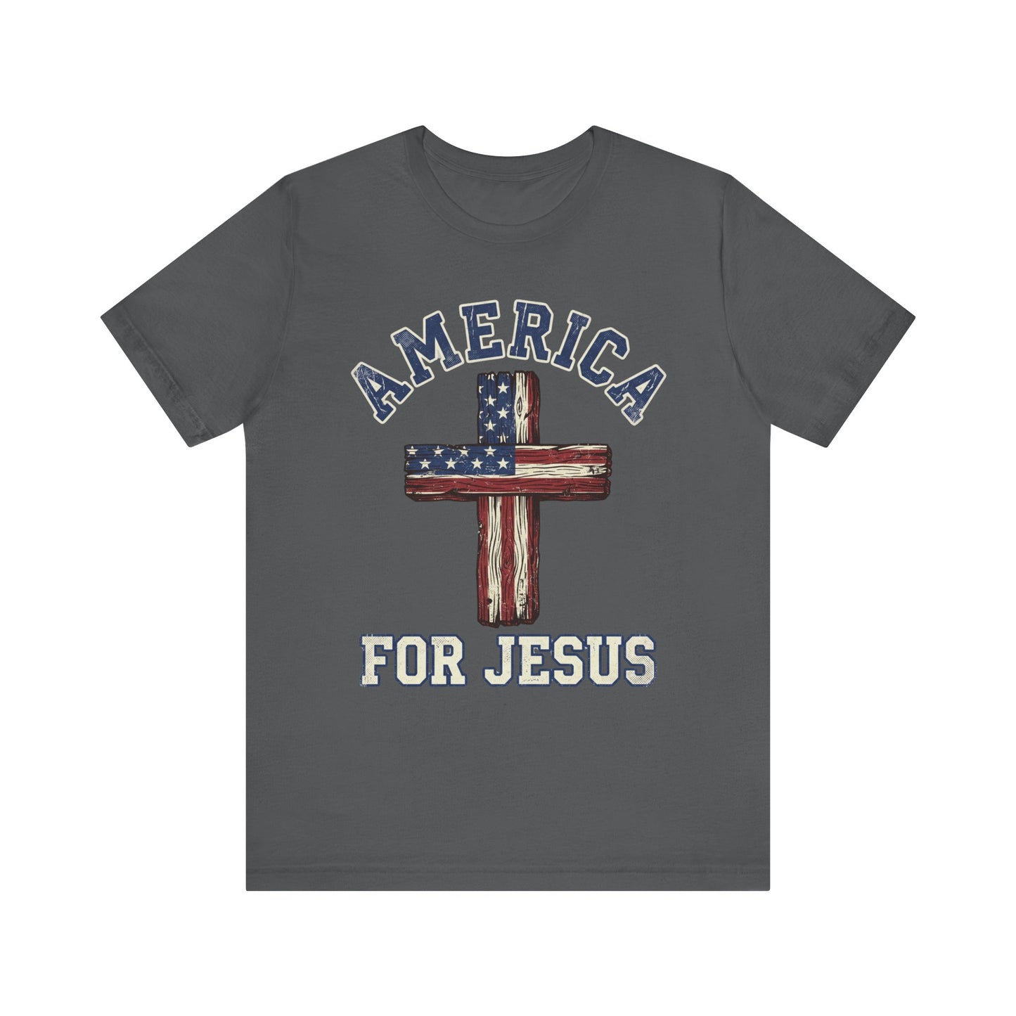 America For Jesus Patriotic Wooden Cross T-Shirt