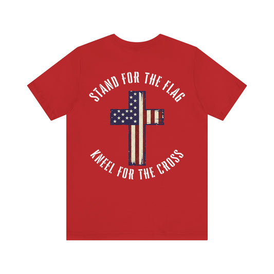 Stand for the Flag, Kneel for the Cross Tee — American Flag Cross Patriotic Christian T-Shirt