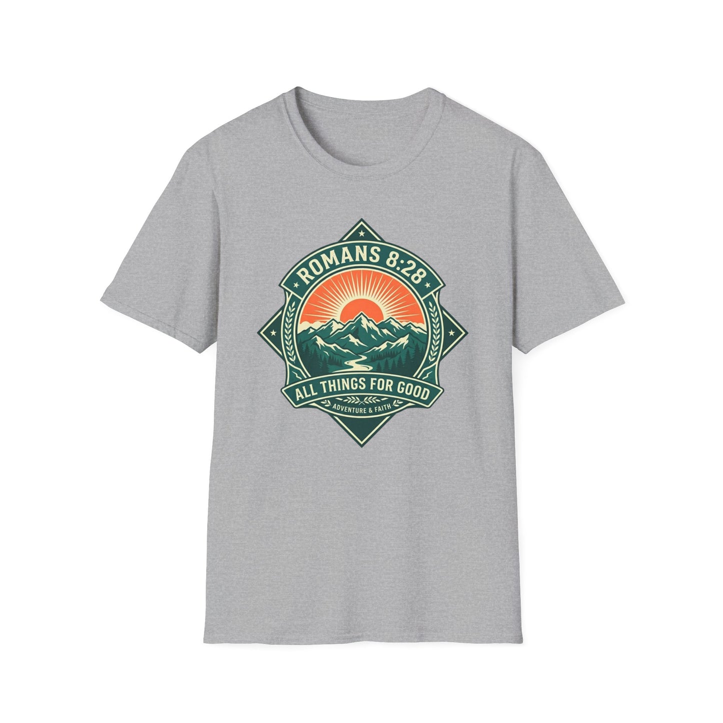All Things for Good Romans 8:28 Mountain Sunset T-Shirt