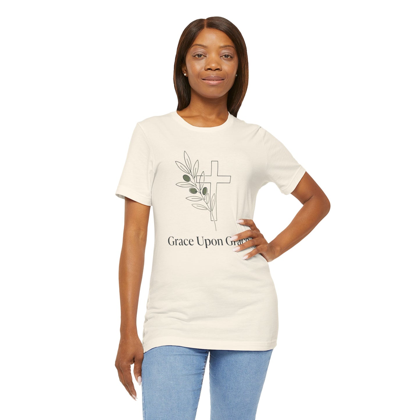 Grace Upon Grace Cross T-Shirt — Christian Faith Floral Tee