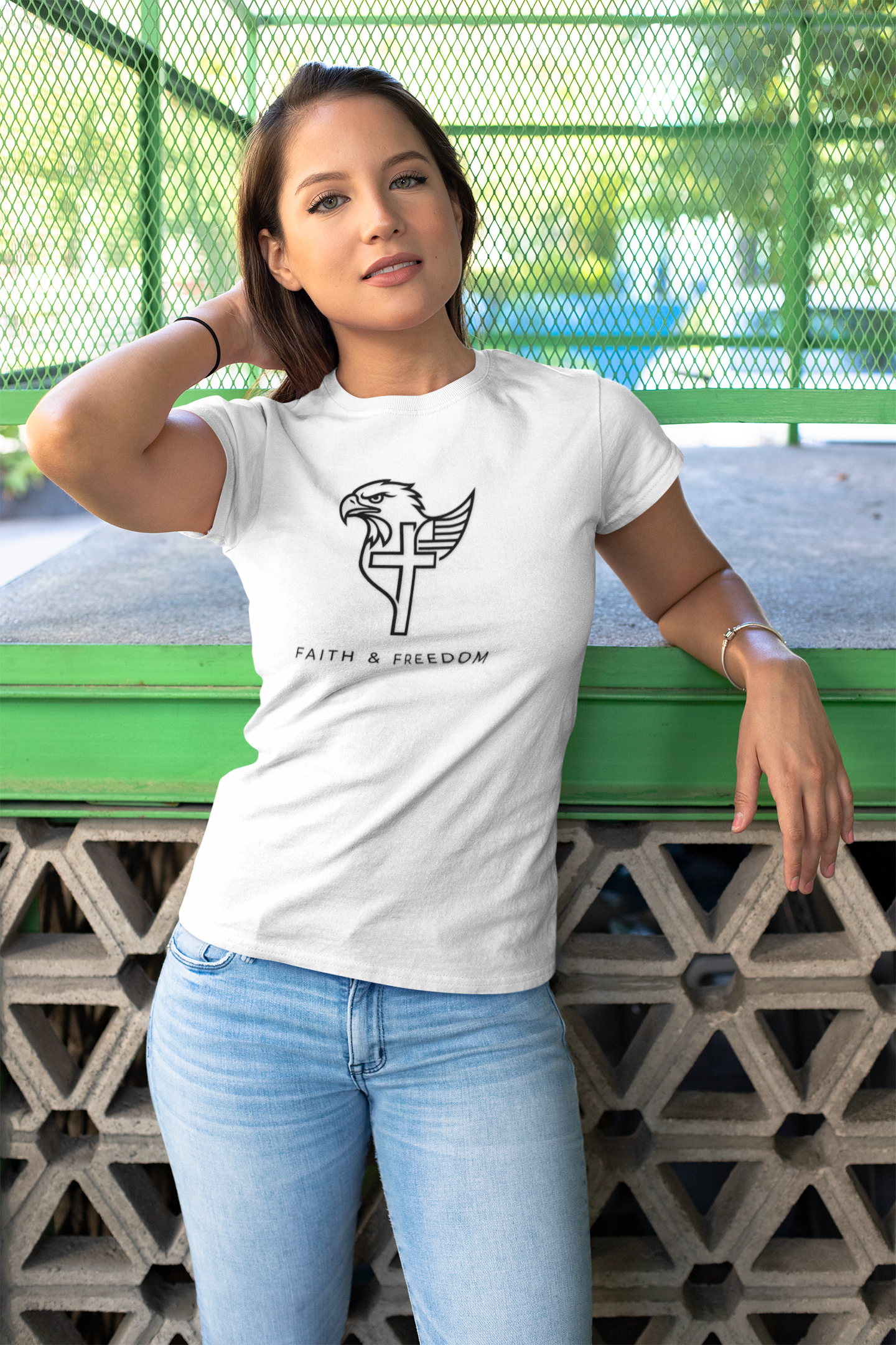 Faith & Freedom Eagle Cross - T Shirt