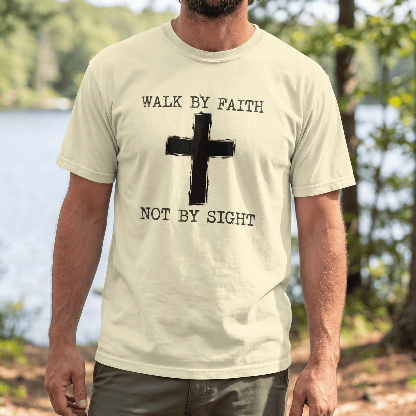 Walk By Faith Not By Sight T-Shirt | Christian Cross Tee