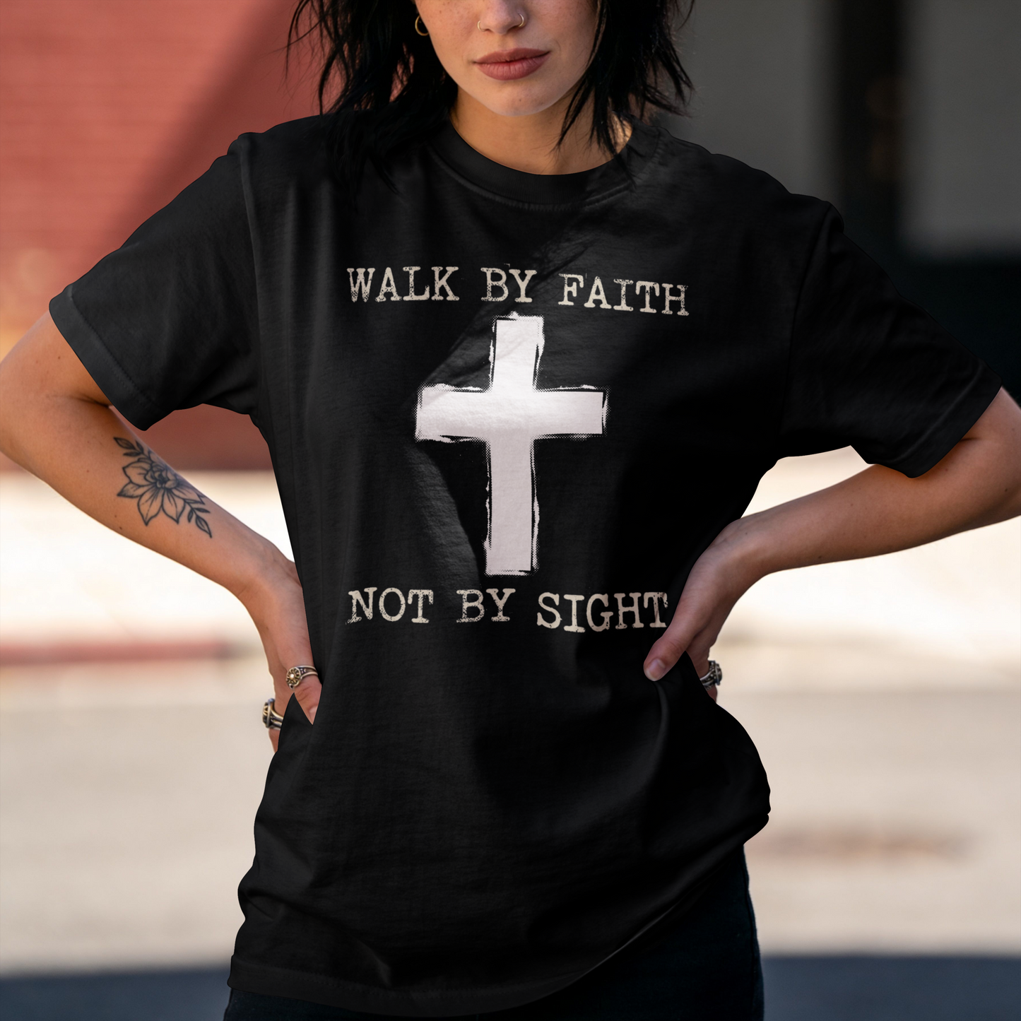 Walk By Faith Not By Sight T-Shirt | Christian Cross Tee