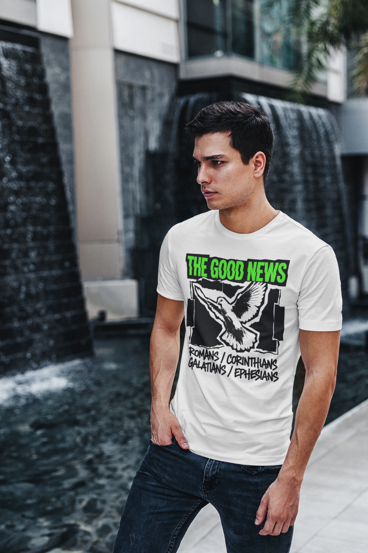 The Good News Dove Tee  Christian Bible Shirt (Romans, Corinthians, Galatians, Ephesians)