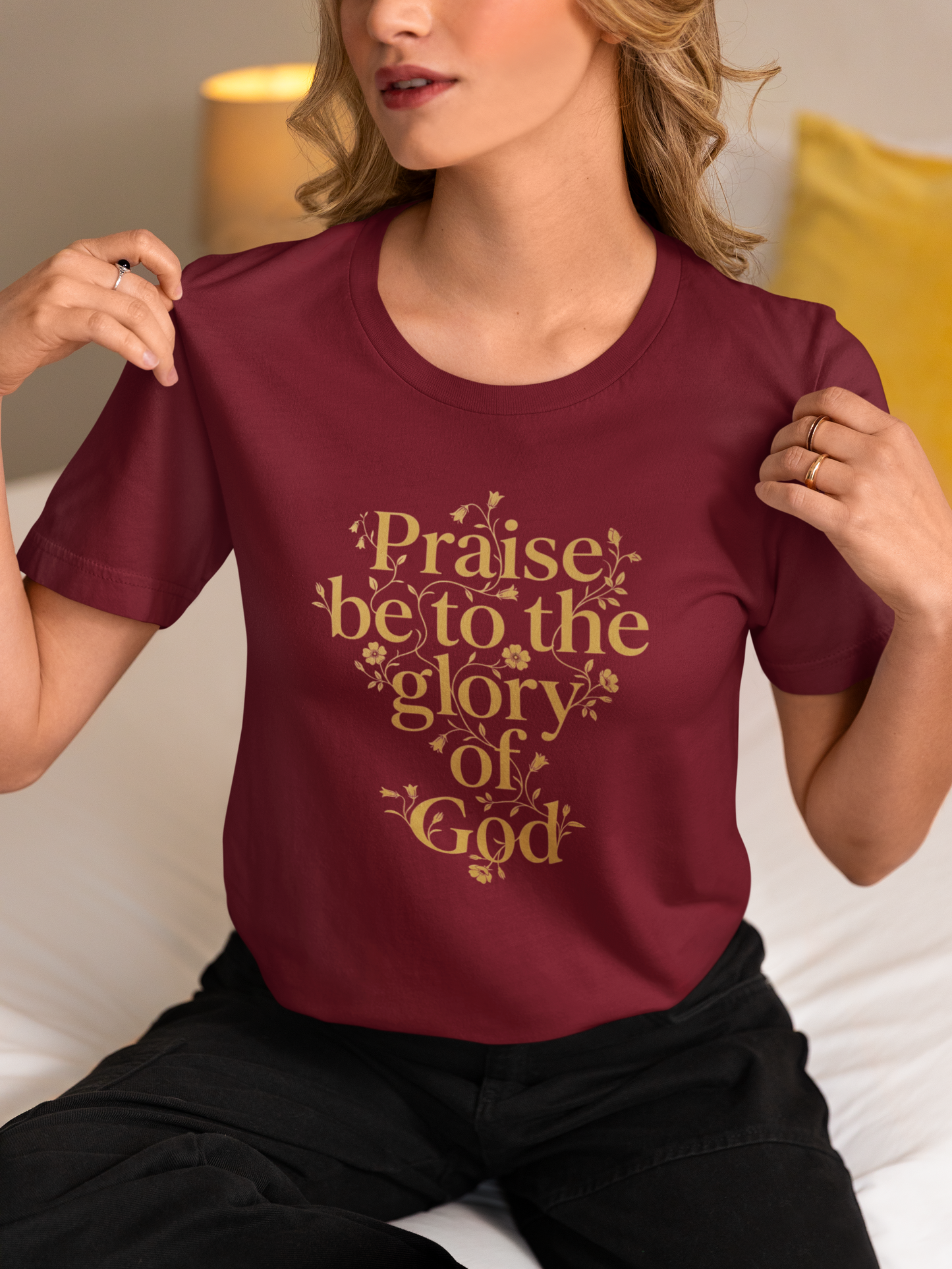 Praise Be to the Glory of God Christian Faith Floral T‑Shirt