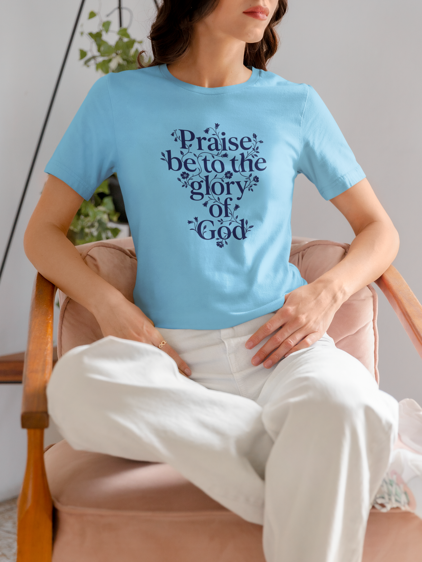 Praise Be to the Glory of God Christian Faith Floral T‑Shirt
