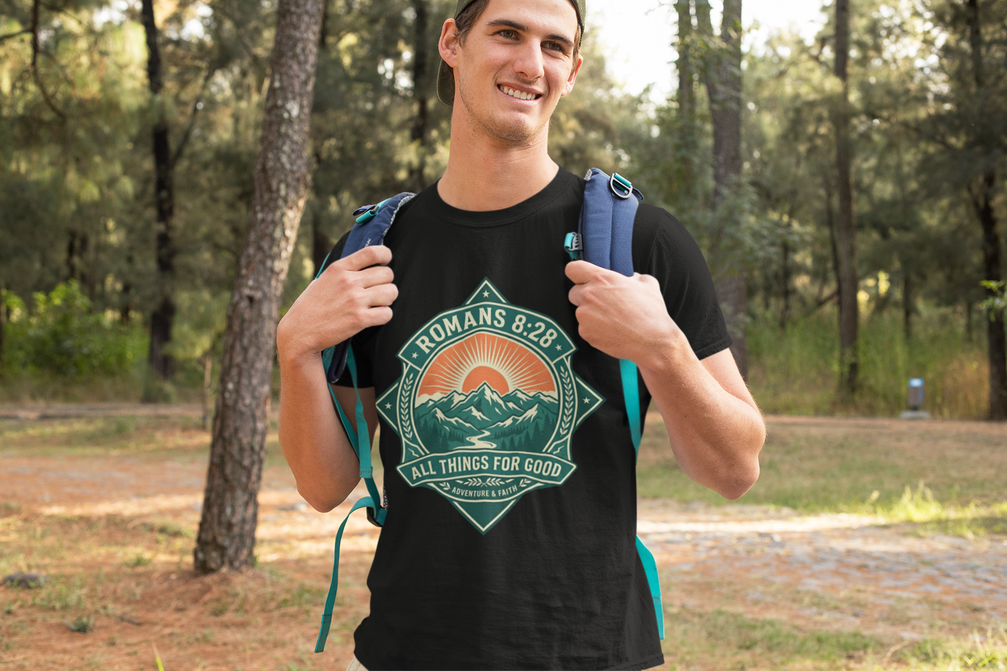 All Things for Good Romans 8:28 Mountain Sunset T-Shirt