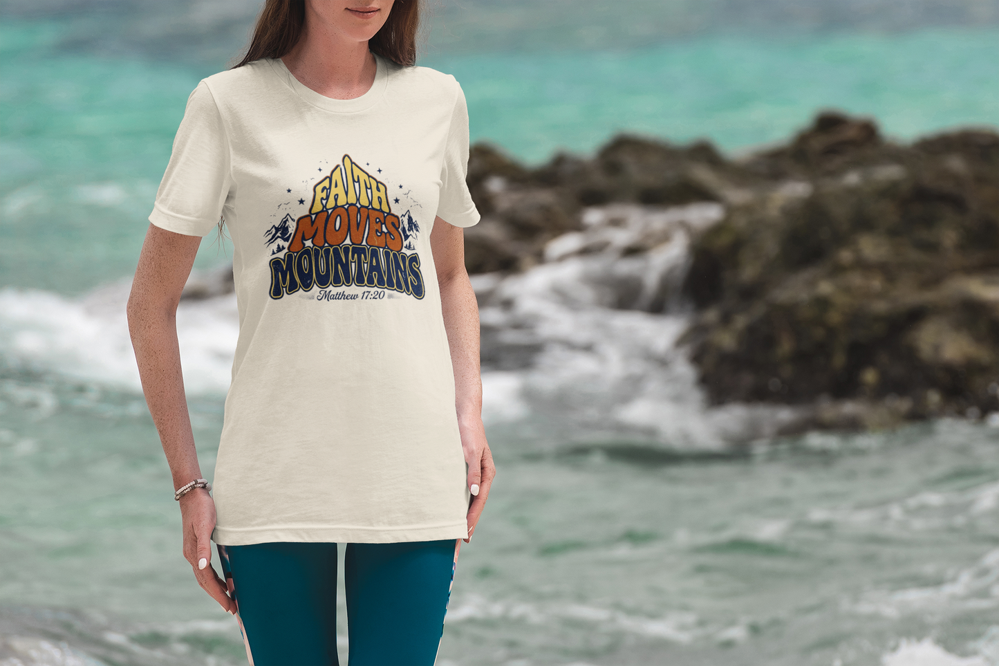 Retro Faith Moves Mountains Matthew 17:20 T-Shirt