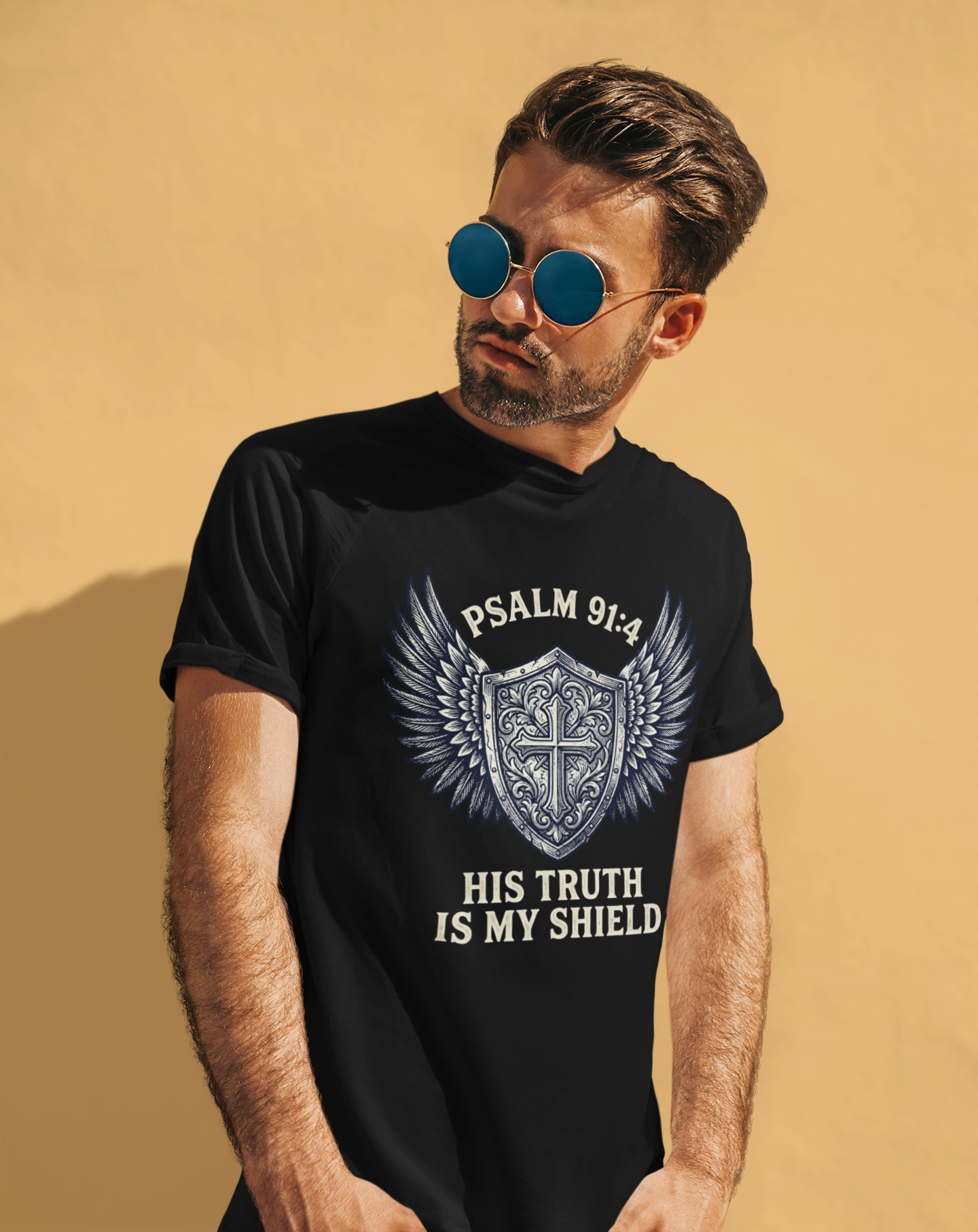 His Truth Is My Shield Psalm 91:4 Shield T-Shirt