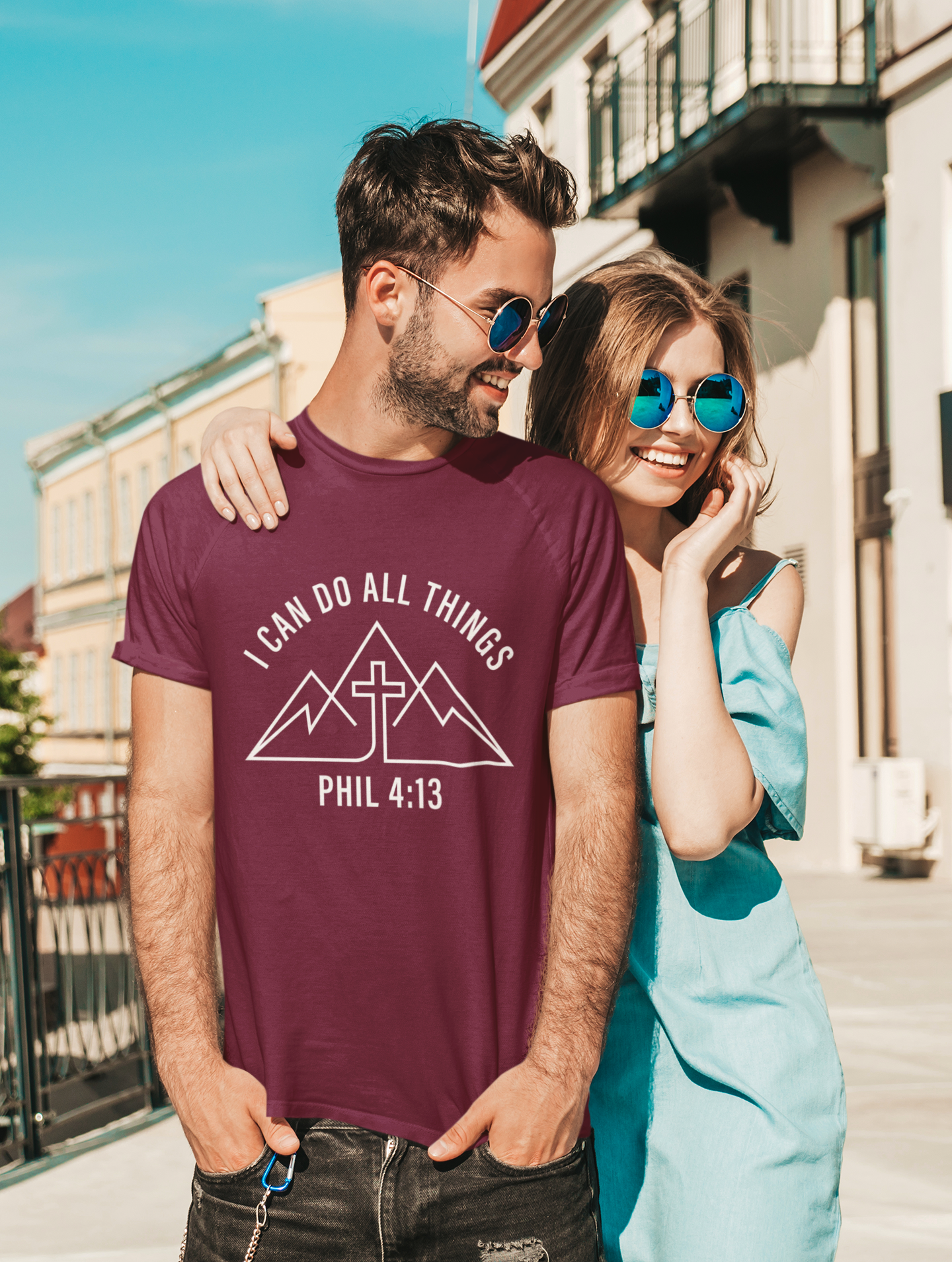I Can Do All Things Phil 4:13 Faith Mountain Cross T-Shirt