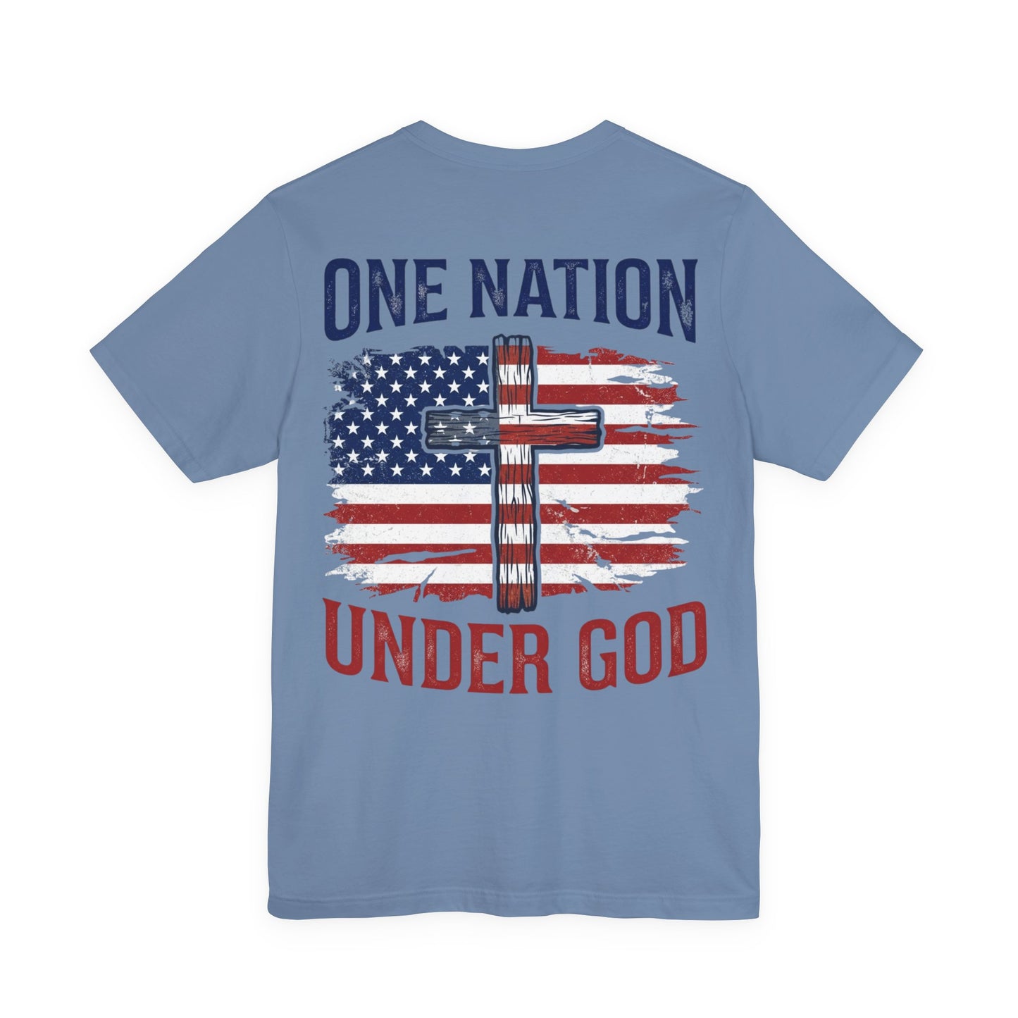 One Nation Under God T-Shirt — American Flag Cross Patriotic Christian Tee