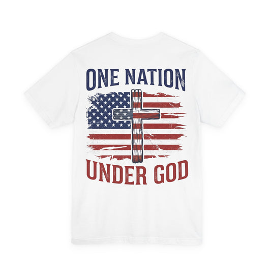 One Nation Under God T-Shirt — American Flag Cross Patriotic Christian Tee