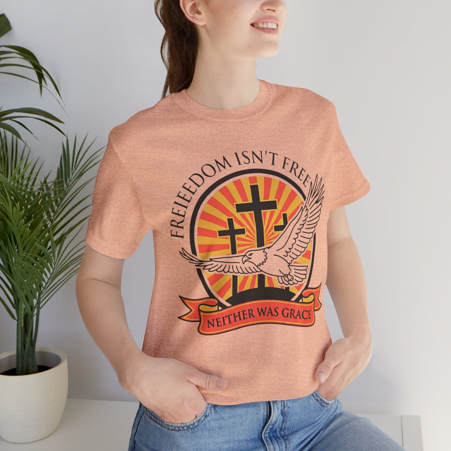 Freedom Isn't Free Neither Was Grace Dove & Cross T‑Shirt