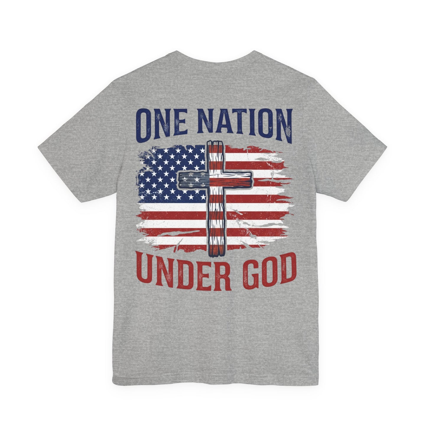 One Nation Under God T-Shirt — American Flag Cross Patriotic Christian Tee