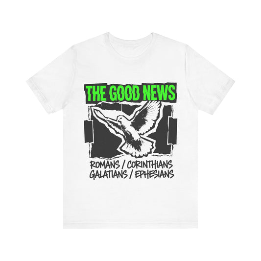 The Good News Dove Tee  Christian Bible Shirt (Romans, Corinthians, Galatians, Ephesians)