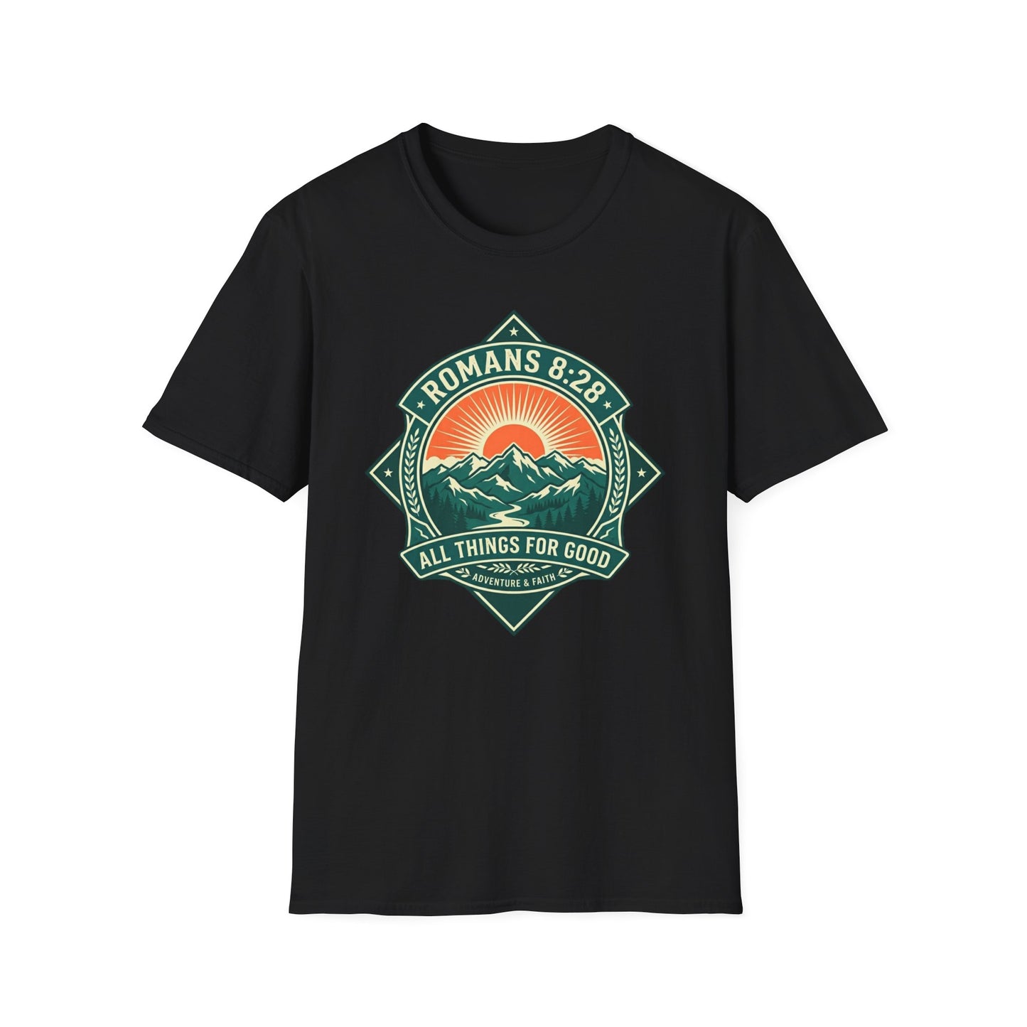 All Things for Good Romans 8:28 Mountain Sunset T-Shirt