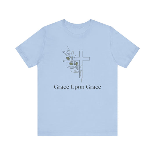 Grace Upon Grace Cross T-Shirt — Christian Faith Floral Tee